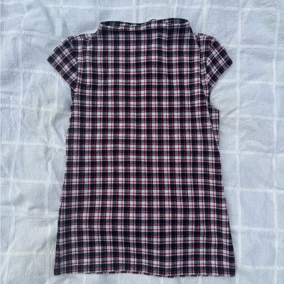 Ann Taylor Plaid Short Sleeve Tee - Black, White, Red - Picture 1 of 3